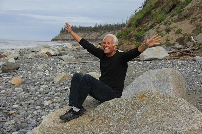 happy man on rock happy man on rock